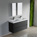 Dowell 48" Wall-Mounted Floating Bathroom Vanity ¡°(Pre-Assembled, White/Black, with Two Drawers and a Double/Single Resin Basin - 004 48 Series