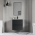 Dowell 24" Wall-Mounted Floating Bathroom Vanity ¡°(Pre-Assembled, White/Black, with Two Drawers and a Single Basin- 004 24 Series