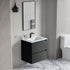 Dowell 24" Wall-Mounted Floating Bathroom Vanity ¡°(Pre-Assembled, White/Black, with Two Drawers and a Single Basin- 004 24 Series
