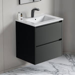 Dowell 24" Wall-Mounted Floating Bathroom Vanity ¡°(Pre-Assembled, White/Black, with Two Drawers and a Single Basin- 004 24 Series