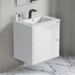 Dowell 24" Wall-Mounted Floating Bathroom Vanity ¡°(Pre-Assembled, White/Black, with Two Drawers and a Single Basin- 004 24 Series