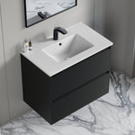 Dowell 30" Wall-Mounted Floating Bathroom Vanity ¡°(Pre-Assembled, White/Black, with Two Drawers and a Single Basin - 004 30 Series