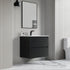 Dowell 30" Wall-Mounted Floating Bathroom Vanity ¡°(Pre-Assembled, White/Black, with Two Drawers and a Single Basin - 004 30 Series