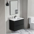 Dowell 30" Wall-Mounted Floating Bathroom Vanity ¡°(Pre-Assembled, White/Black, with Two Drawers and a Single Basin - 004 30 Series