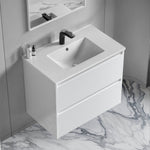 Dowell 30" Wall-Mounted Floating Bathroom Vanity ¡°(Pre-Assembled, White/Black, with Two Drawers and a Single Basin - 004 30 Series