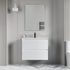 Dowell 30" Wall-Mounted Floating Bathroom Vanity ¡°(Pre-Assembled, White/Black, with Two Drawers and a Single Basin - 004 30 Series