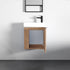 Dowell 18" Inch Oak Natural/White Small Bathroom Vanity with White Resin Sink Combo, Modern Bathroom Cabinet with Soft-Close Door, Wall Mounted Single Bathroom Vanity Set with Side Shelves - 011 18 Series