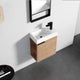 Dowell 18" Inch Oak Natural/White Small Bathroom Vanity with White Resin Sink Combo, Modern Bathroom Cabinet with Soft-Close Door, Wall Mounted Single Bathroom Vanity Set with Side Shelves - 011 18 Series