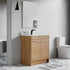 Dowell 30" Unassembled Freestanding Bathroom Vanity Kit with White Ceramic Basin -  One or Two Soft-Close Doors, One Shelf - 012 Series - Oak Natural