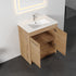 Dowell 30" Unassembled Freestanding Bathroom Vanity Kit with White Ceramic Basin -  One or Two Soft-Close Doors, One Shelf - 012 Series - Oak Natural