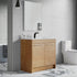 Dowell 36" Unassembled Freestanding Bathroom Vanity Kit with White Ceramic Basin -  One or Two Soft-Close Doors, One Shelf - 012 Series - Oak Natural