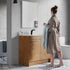Dowell 36" Unassembled Freestanding Bathroom Vanity Kit with White Ceramic Basin -  One or Two Soft-Close Doors, One Shelf - 012 Series - Oak Natural