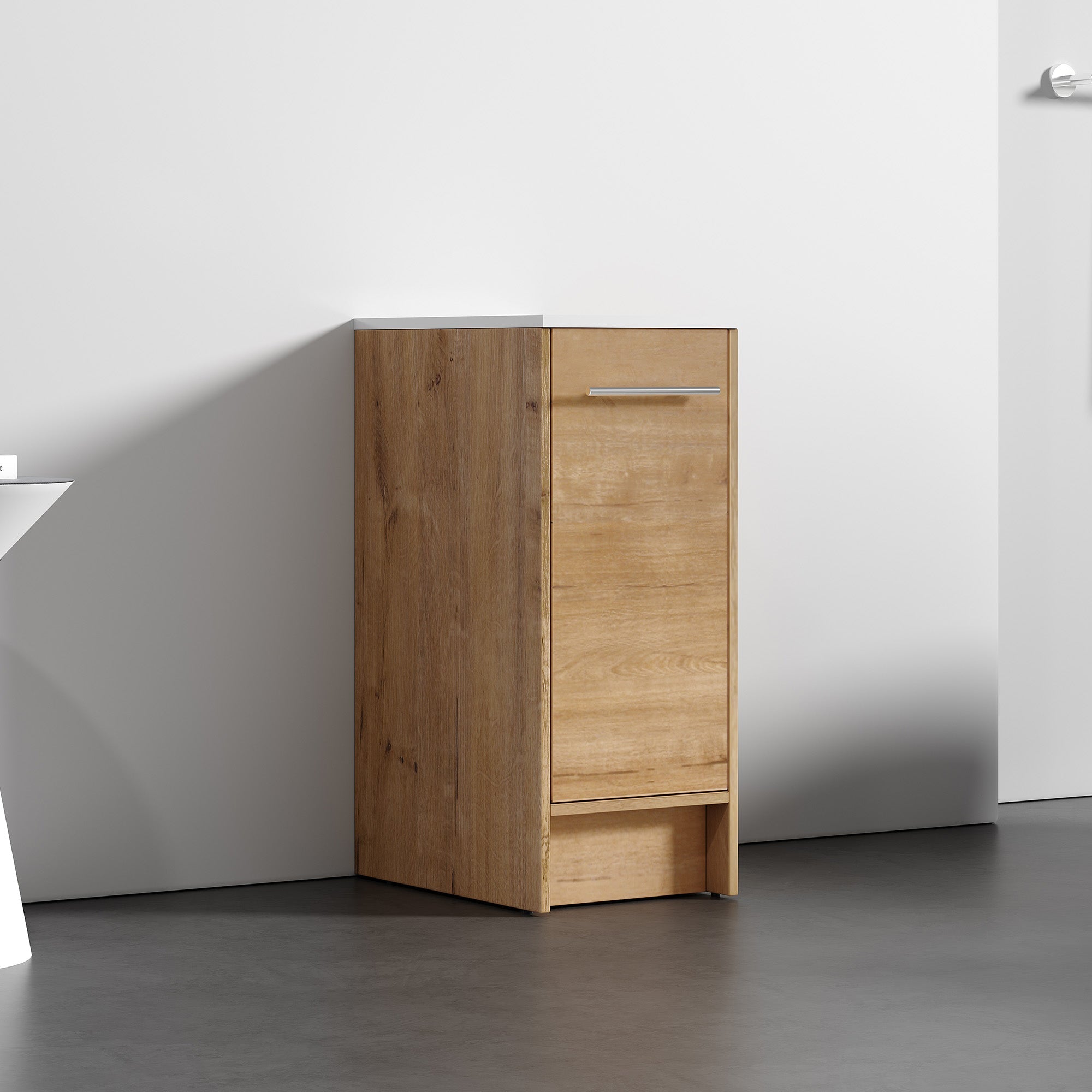 Dowell 12" Unassembled Freestanding Bathroom Side/Bridge Cabinet Kit with Sintered Stone Top - 012 Series - Oak Natural