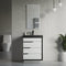 Dowell 24¡°(Single Bathroom Vanity Set- Freestanding Glossy White Vanity with Black Accents,Matte Black Resin Basin,Three Soft-Close Drawers - 024 Series