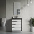 Dowell 24¡°(Single Bathroom Vanity Set- Freestanding Glossy White Vanity with Black Accents,Matte Black Resin Basin,Three Soft-Close Drawers - 024 Series