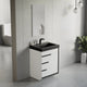 Dowell 24¡°(Single Bathroom Vanity Set- Freestanding Glossy White Vanity with Black Accents,Matte Black Resin Basin,Three Soft-Close Drawers - 024 Series