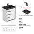 Dowell 24¡°(Single Bathroom Vanity Set- Freestanding Glossy White Vanity with Black Accents,Matte Black Resin Basin,Three Soft-Close Drawers - 024 Series