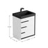 Dowell 24¡°(Single Bathroom Vanity Set- Freestanding Glossy White Vanity with Black Accents,Matte Black Resin Basin,Three Soft-Close Drawers - 024 Series