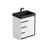 Dowell 24¡°(Single Bathroom Vanity Set- Freestanding Glossy White Vanity with Black Accents,Matte Black Resin Basin,Three Soft-Close Drawers - 024 Series