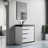 Dowell 30¡°(Single Bathroom Vanity Set- Freestanding Glossy White Vanity with Black Accents,Matte Black Resin Basin,Three Soft-Close Drawers - 024 Series