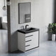 Dowell 30¡°(Single Bathroom Vanity Set- Freestanding Glossy White Vanity with Black Accents,Matte Black Resin Basin,Three Soft-Close Drawers - 024 Series