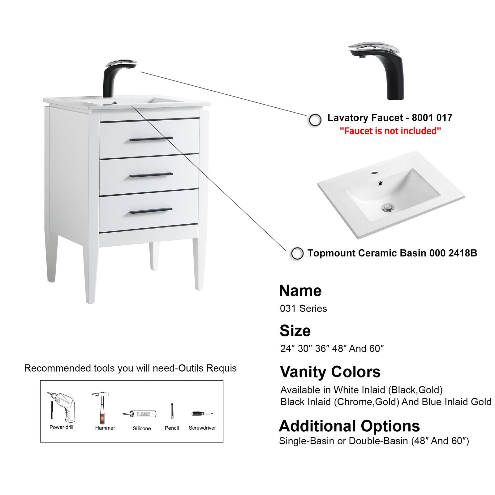 031 Series-24 Inch Bathroom Vanity Set
