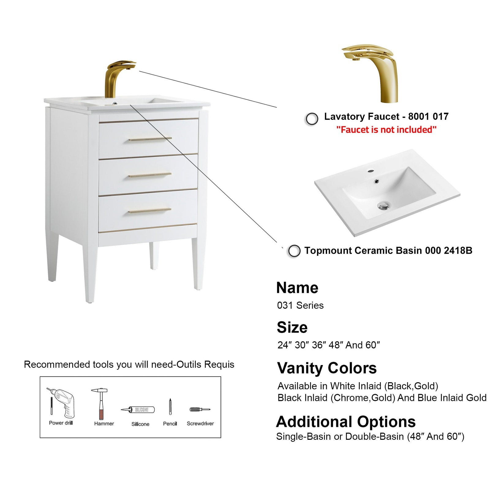 031 Series-24 Inch Bathroom Vanity Set