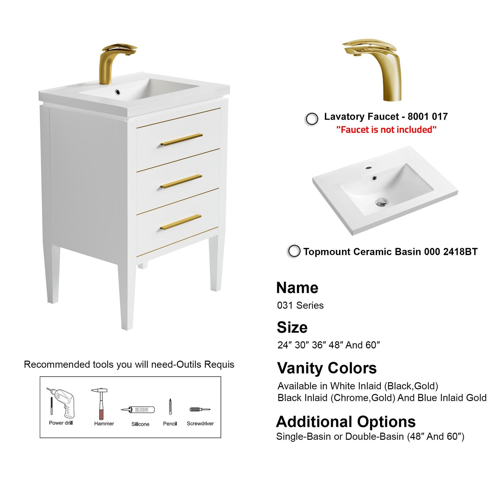 031 Series-24 Inch Bathroom Vanity Set