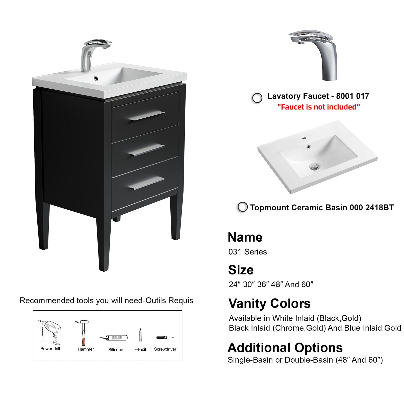 031 Series-24 Inch Bathroom Vanity Set