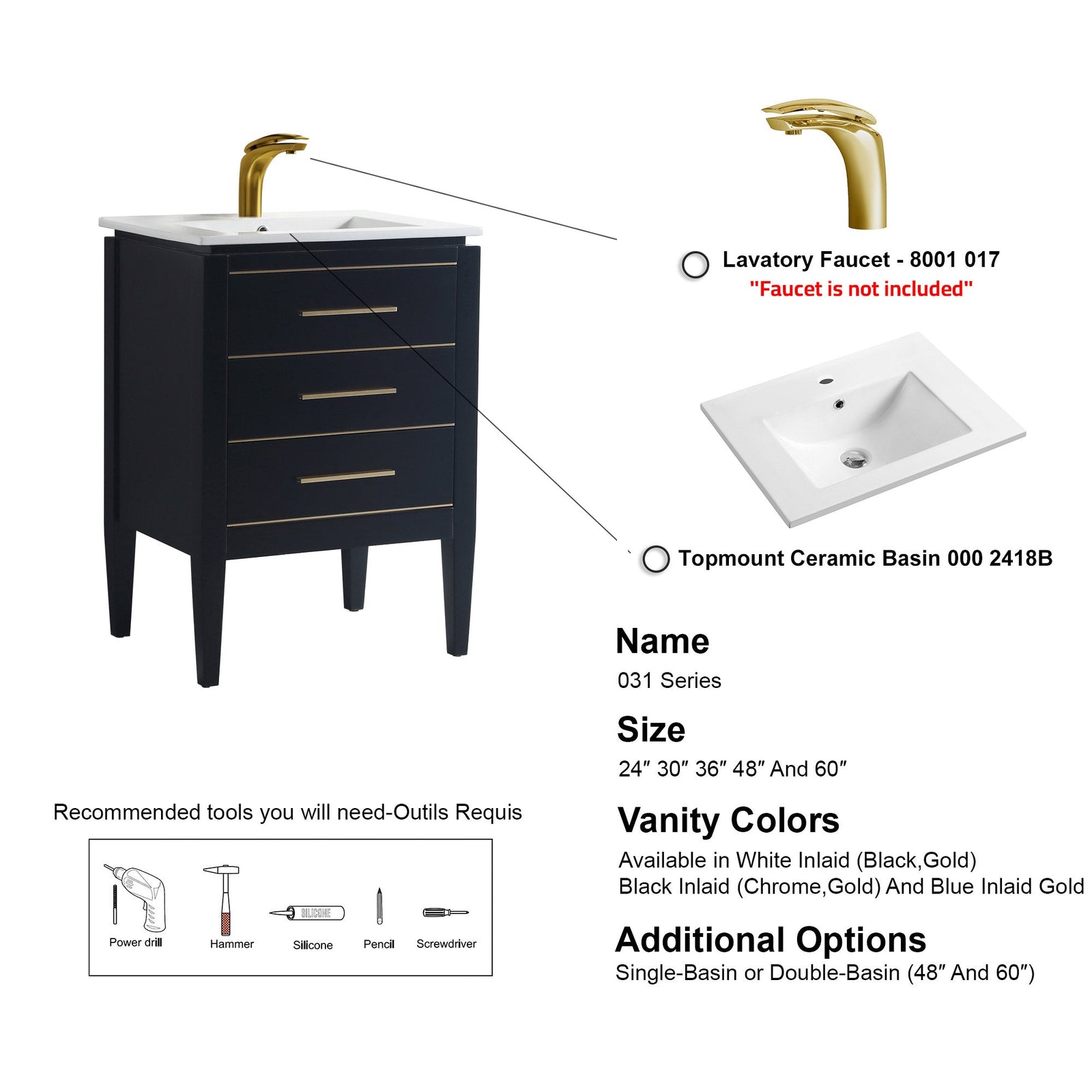 031 Series-24 Inch Bathroom Vanity Set