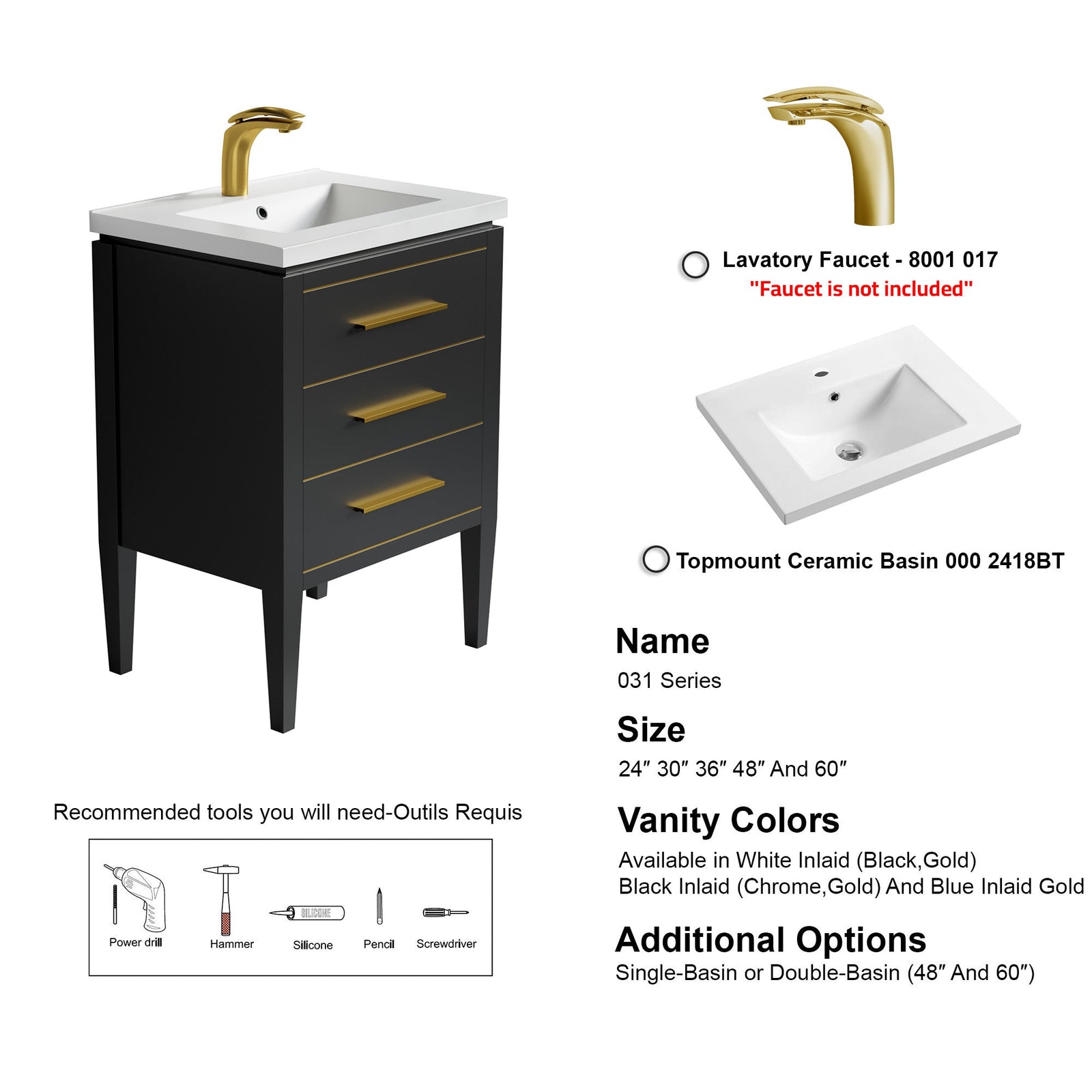 031 Series-24 Inch Bathroom Vanity Set