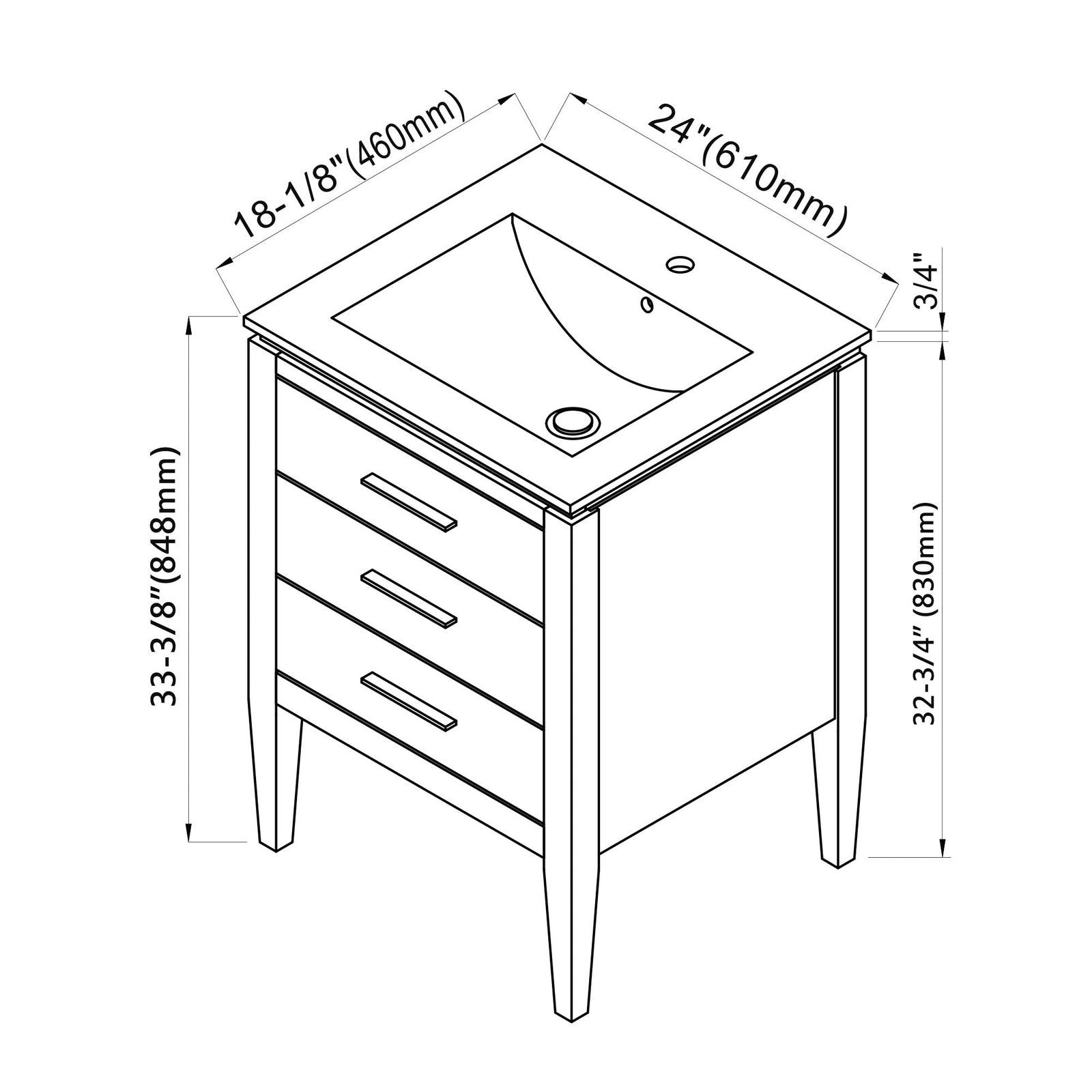 031 Series-24 Inch Bathroom Vanity Set