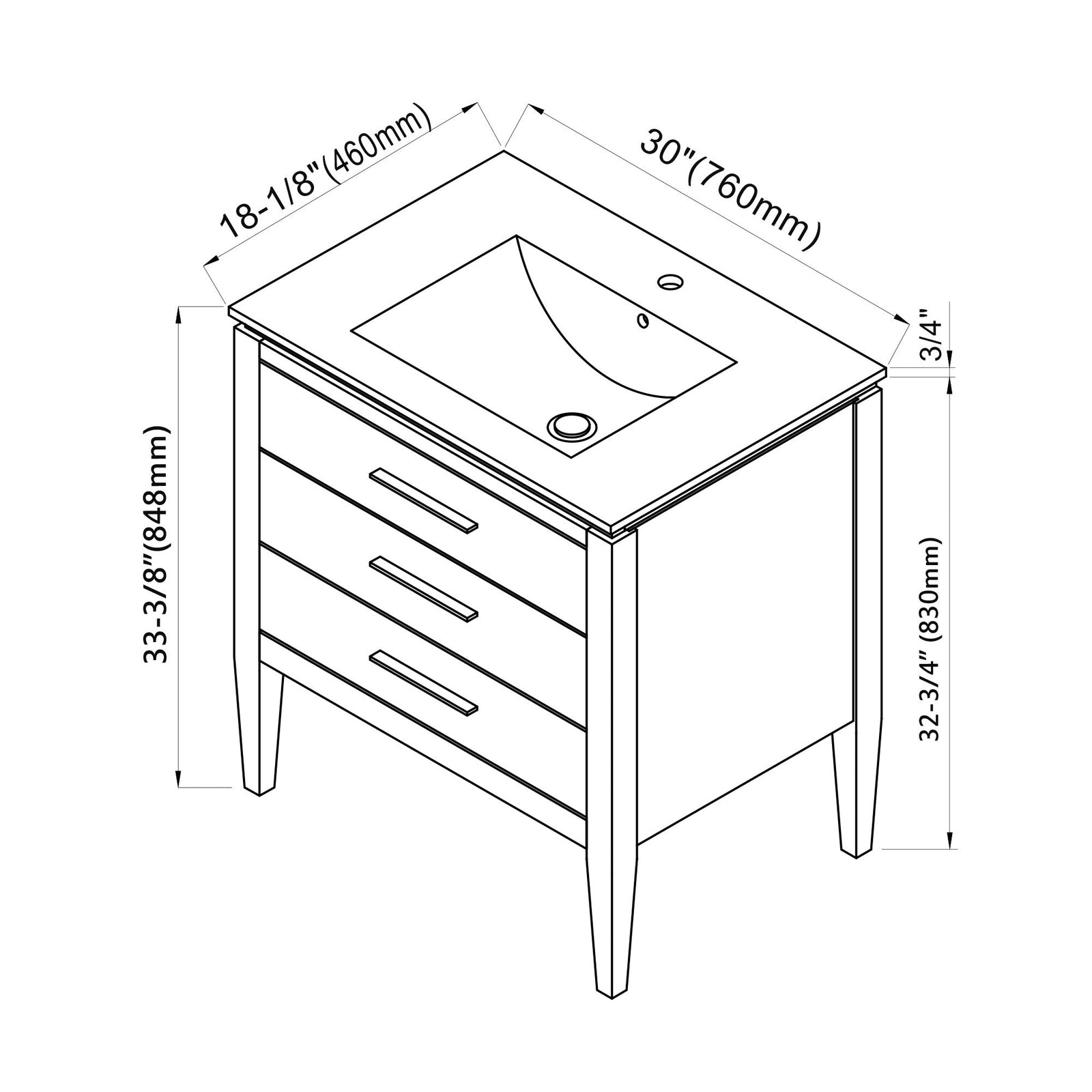 031 Series-30 Inch Bathroom Vanity Set