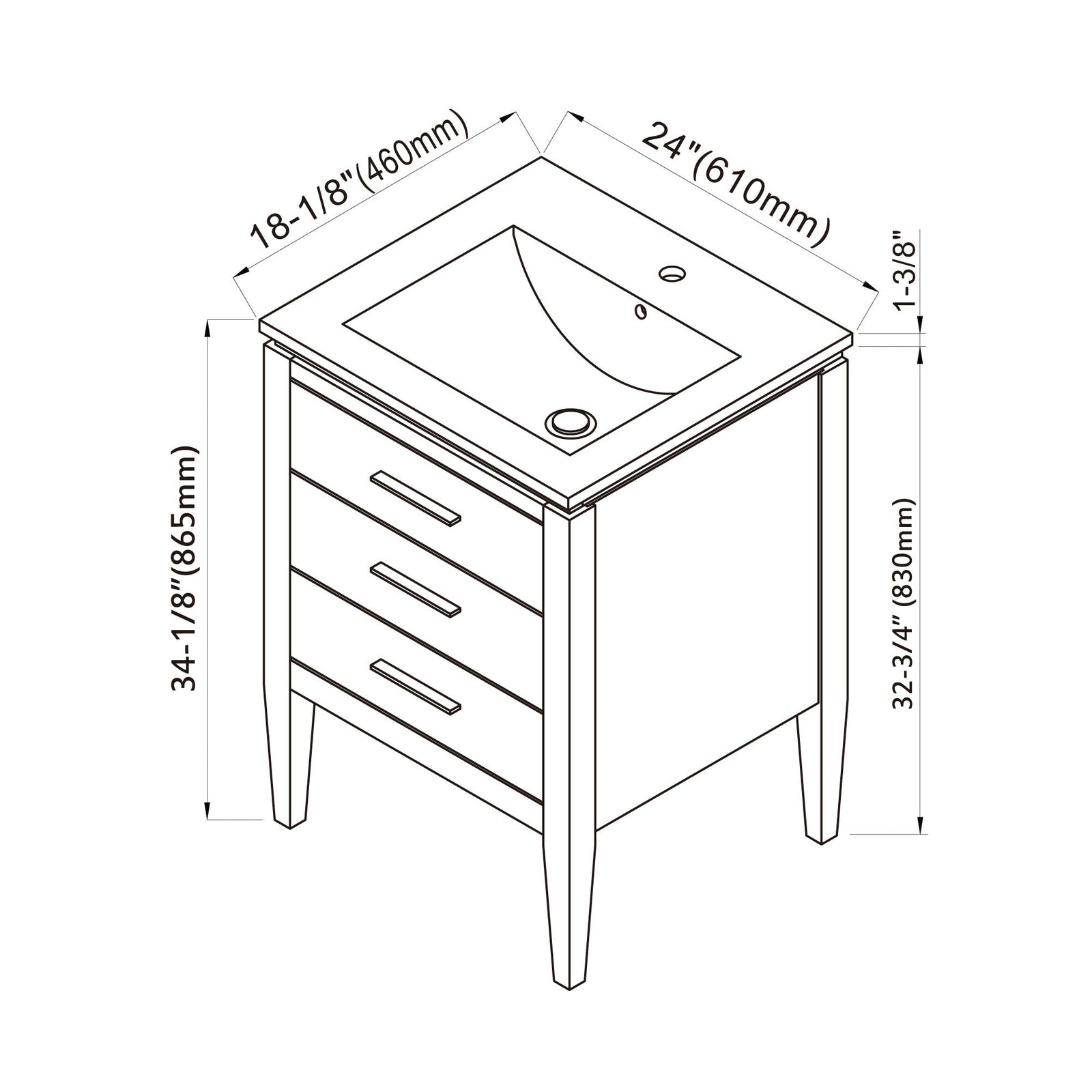 031 Series-24 Inch Bathroom Vanity Set