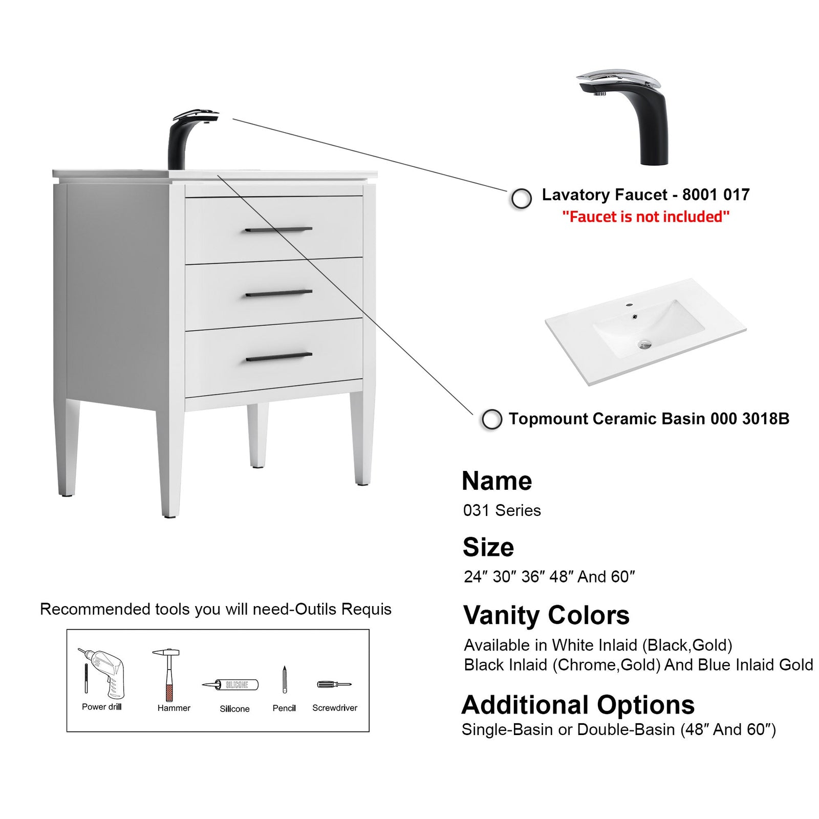 031 Series-30 Inch Bathroom Vanity Set