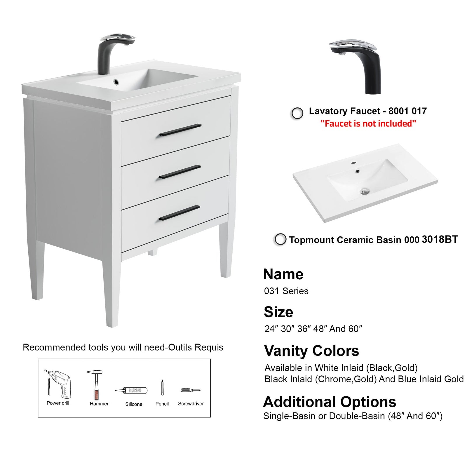 031 Series-30 Inch Bathroom Vanity Set