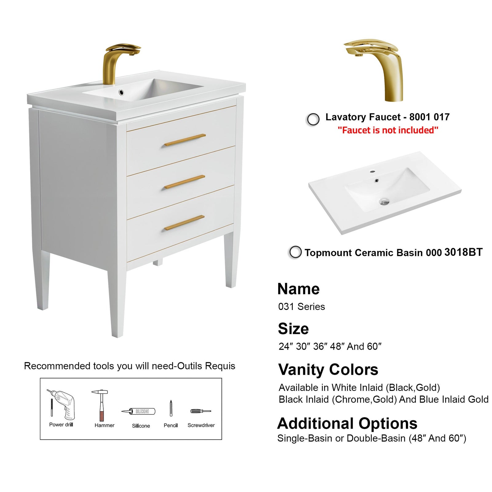 031 Series-30 Inch Bathroom Vanity Set