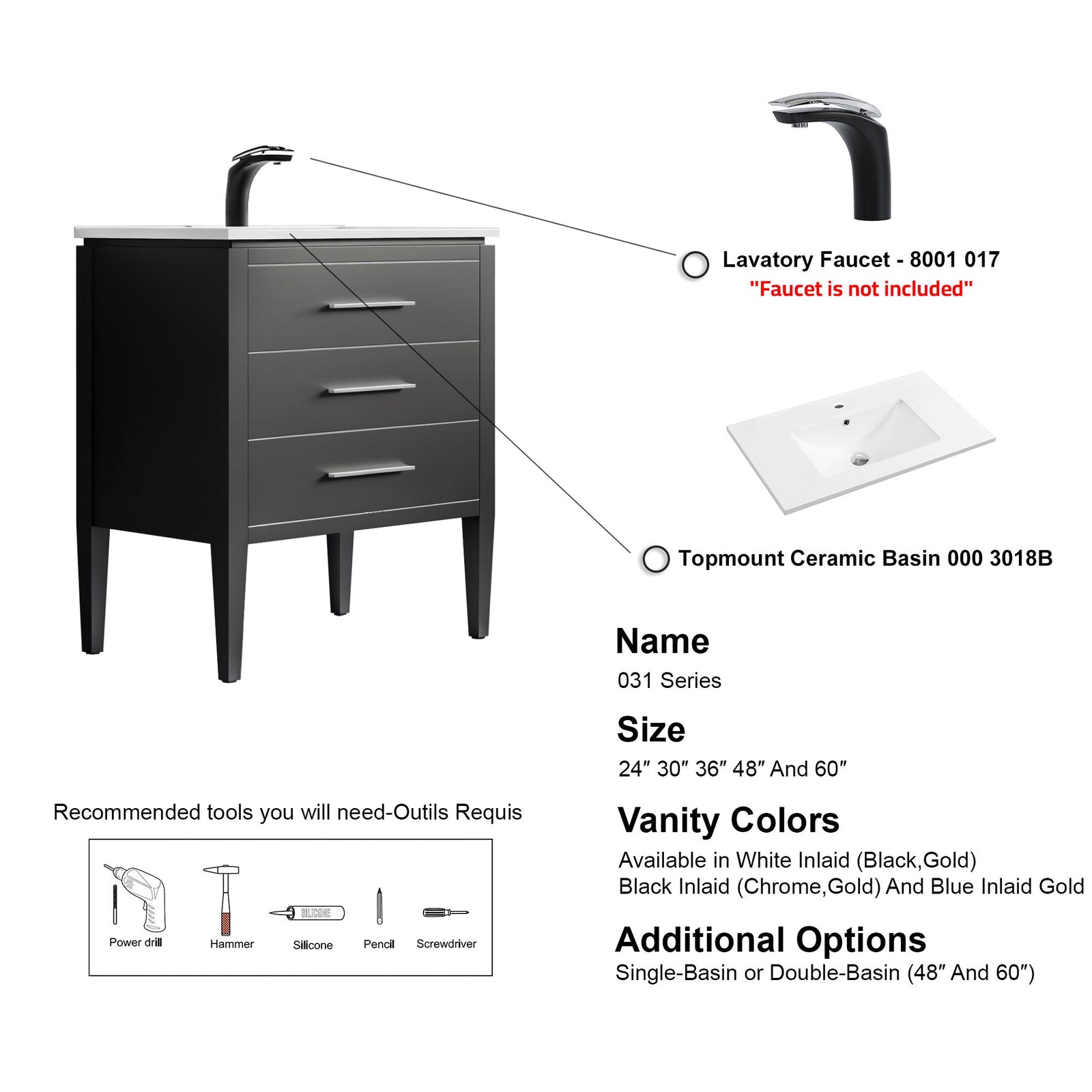 031 Series-30 Inch Bathroom Vanity Set