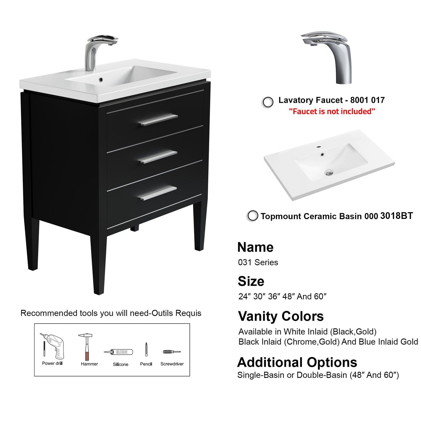 031 Series-30 Inch Bathroom Vanity Set