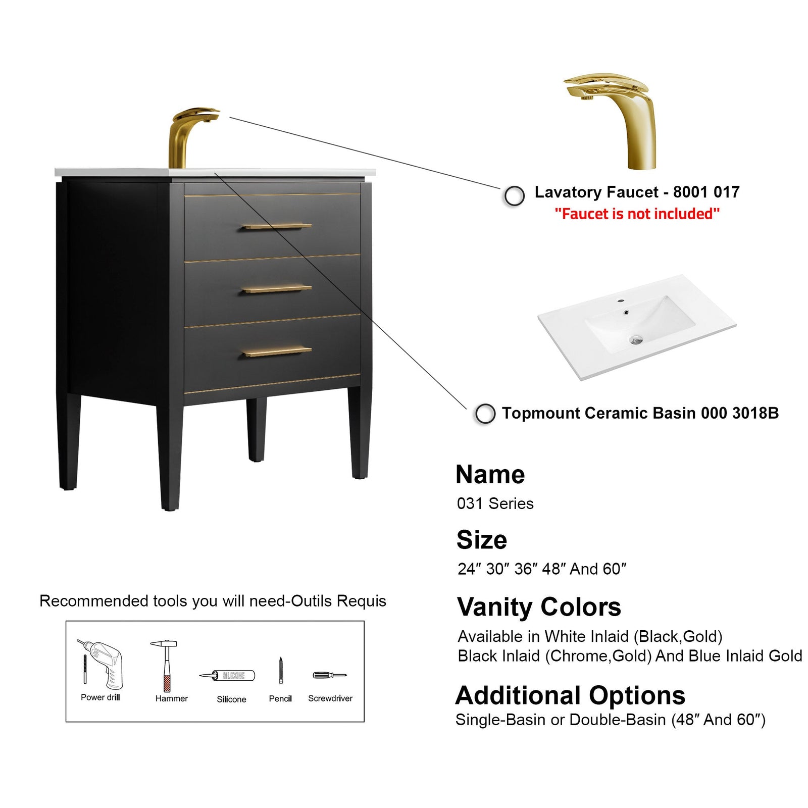 031 Series-30 Inch Bathroom Vanity Set