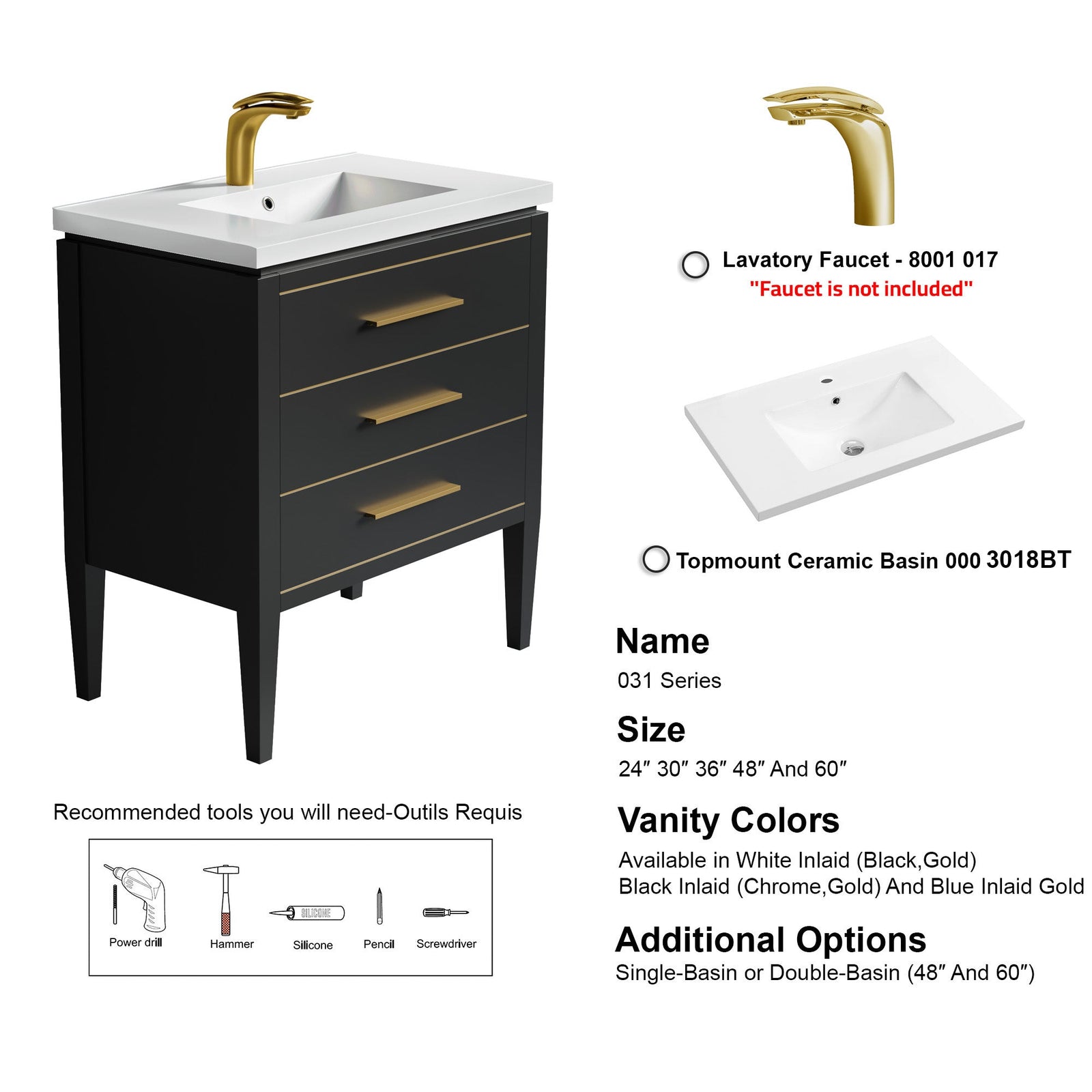031 Series-30 Inch Bathroom Vanity Set