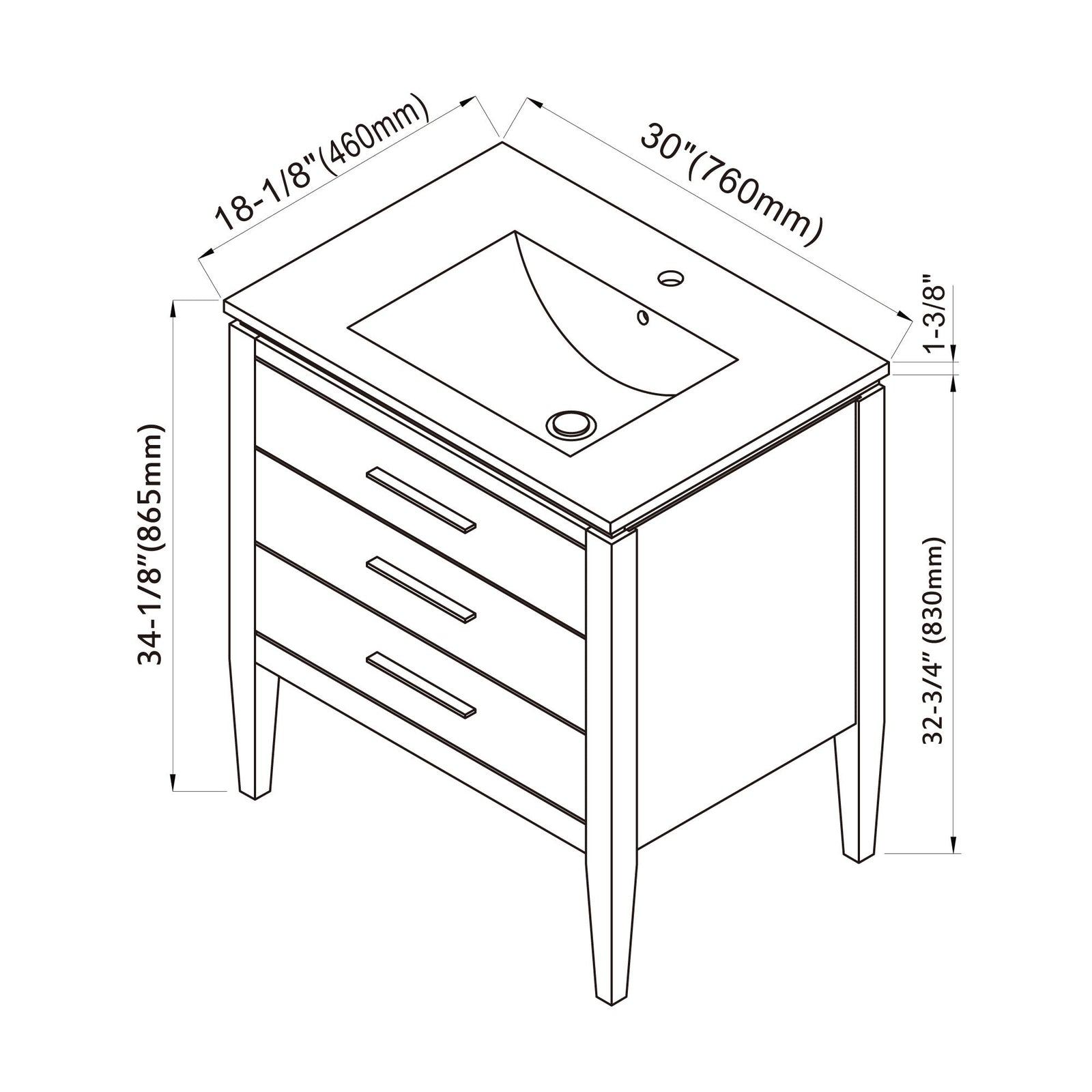 031 Series-30 Inch Bathroom Vanity Set