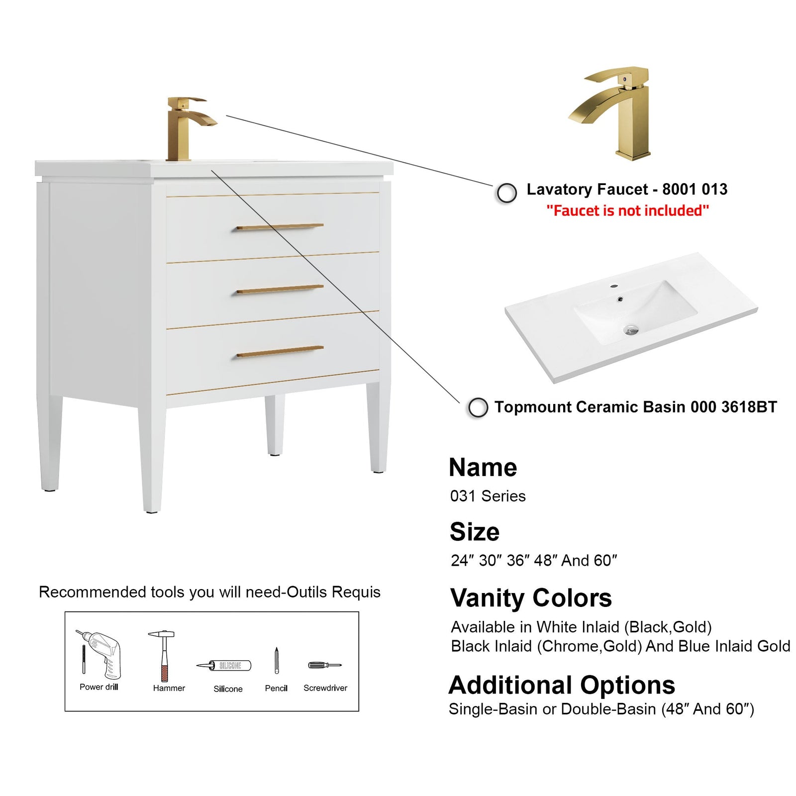 031 Series-36 Inch Bathroom Vanity Set