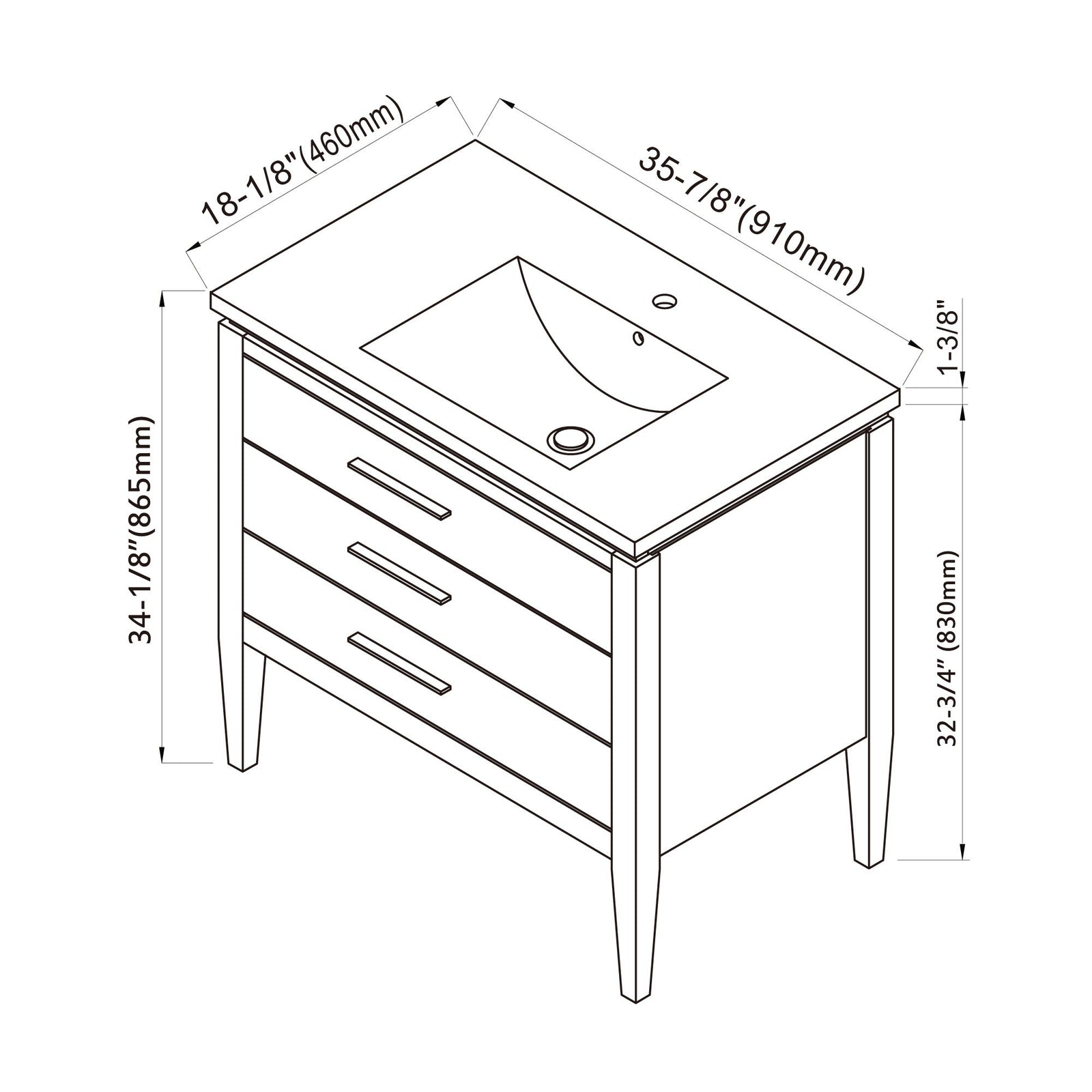 031 Series-36 Inch Bathroom Vanity Set