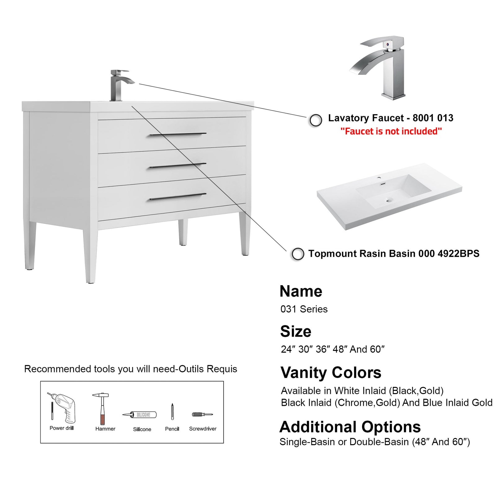 031 Series-48 Inch Bathroom Vanity Set
