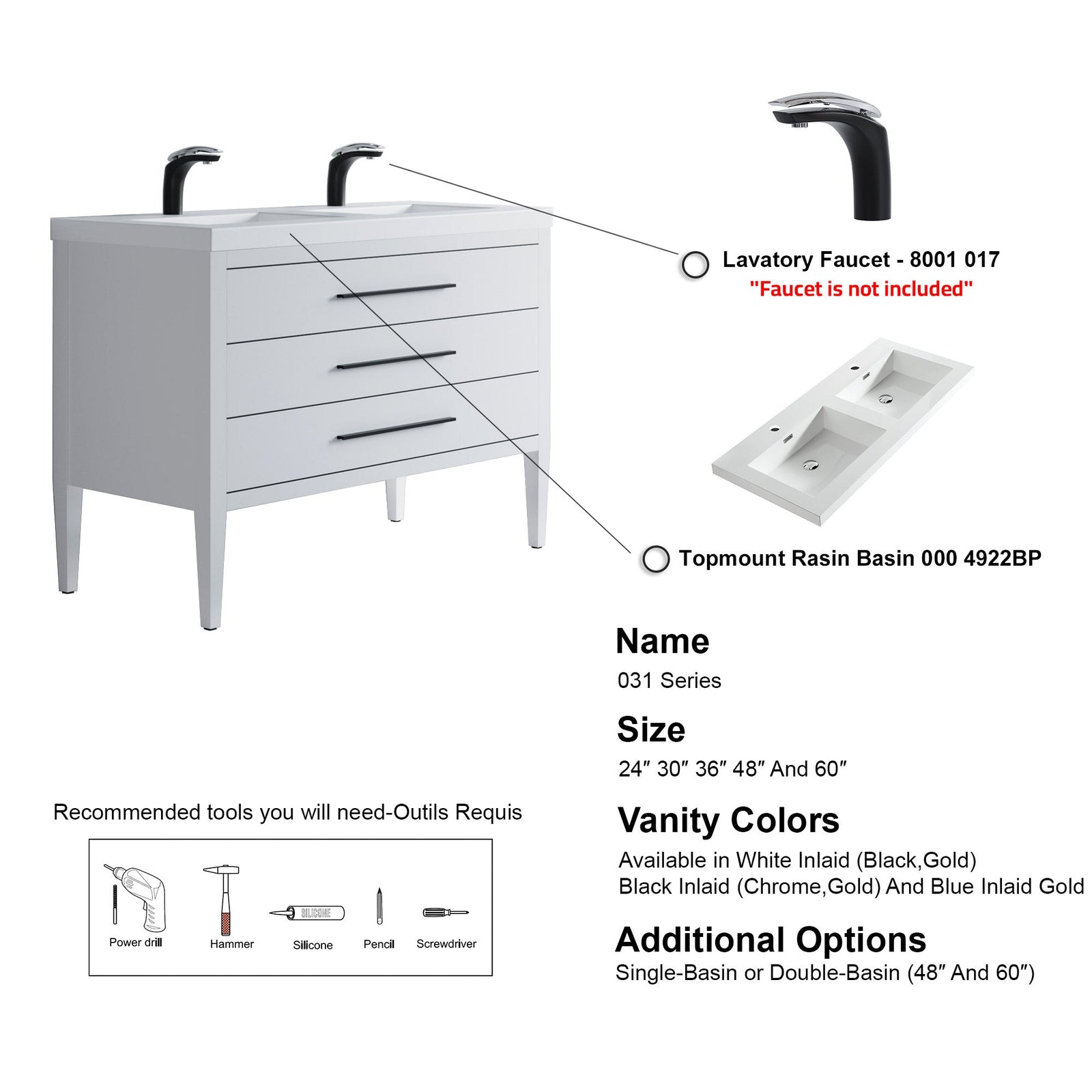 031 Series-48 Inch Bathroom Vanity Set