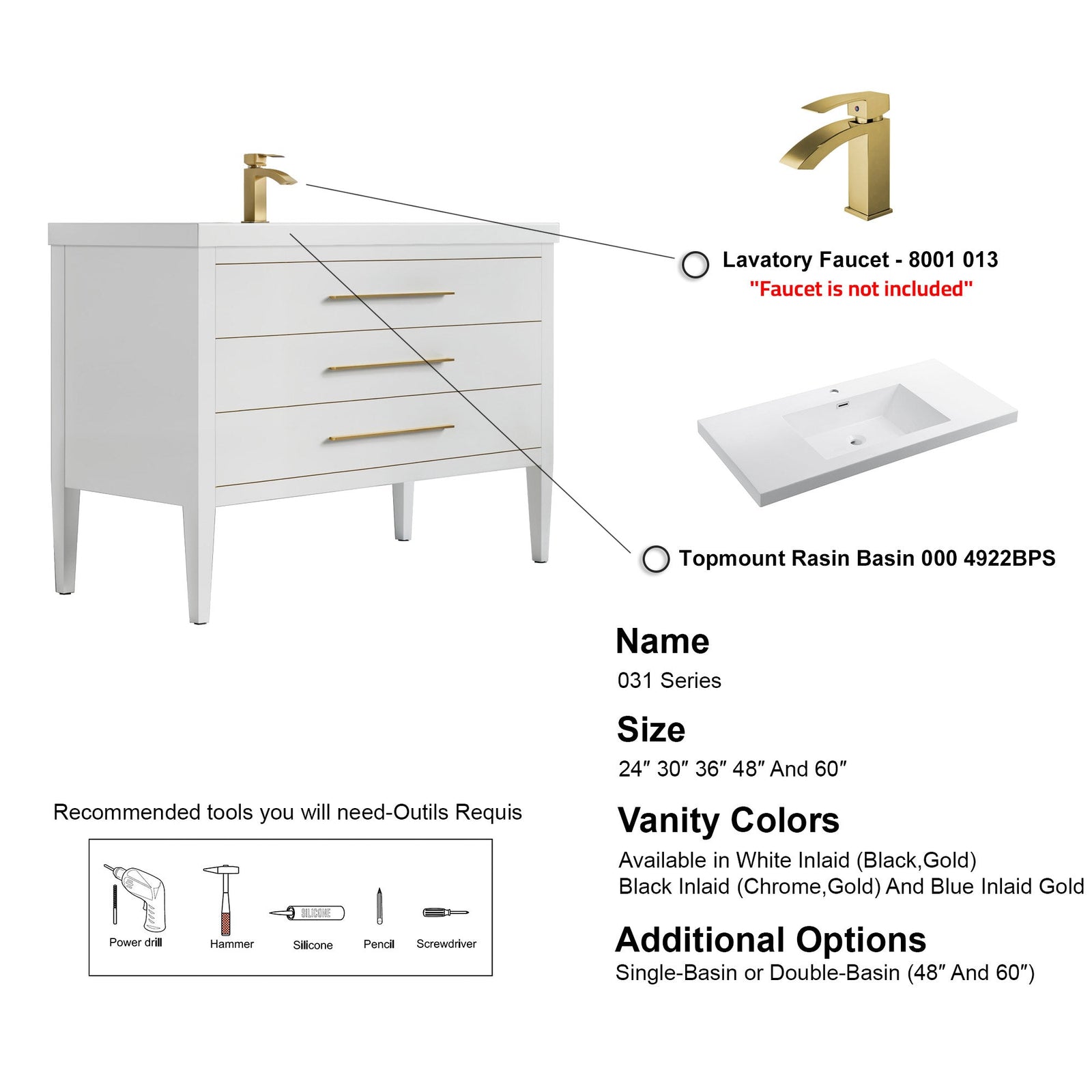 031 Series-48 Inch Bathroom Vanity Set