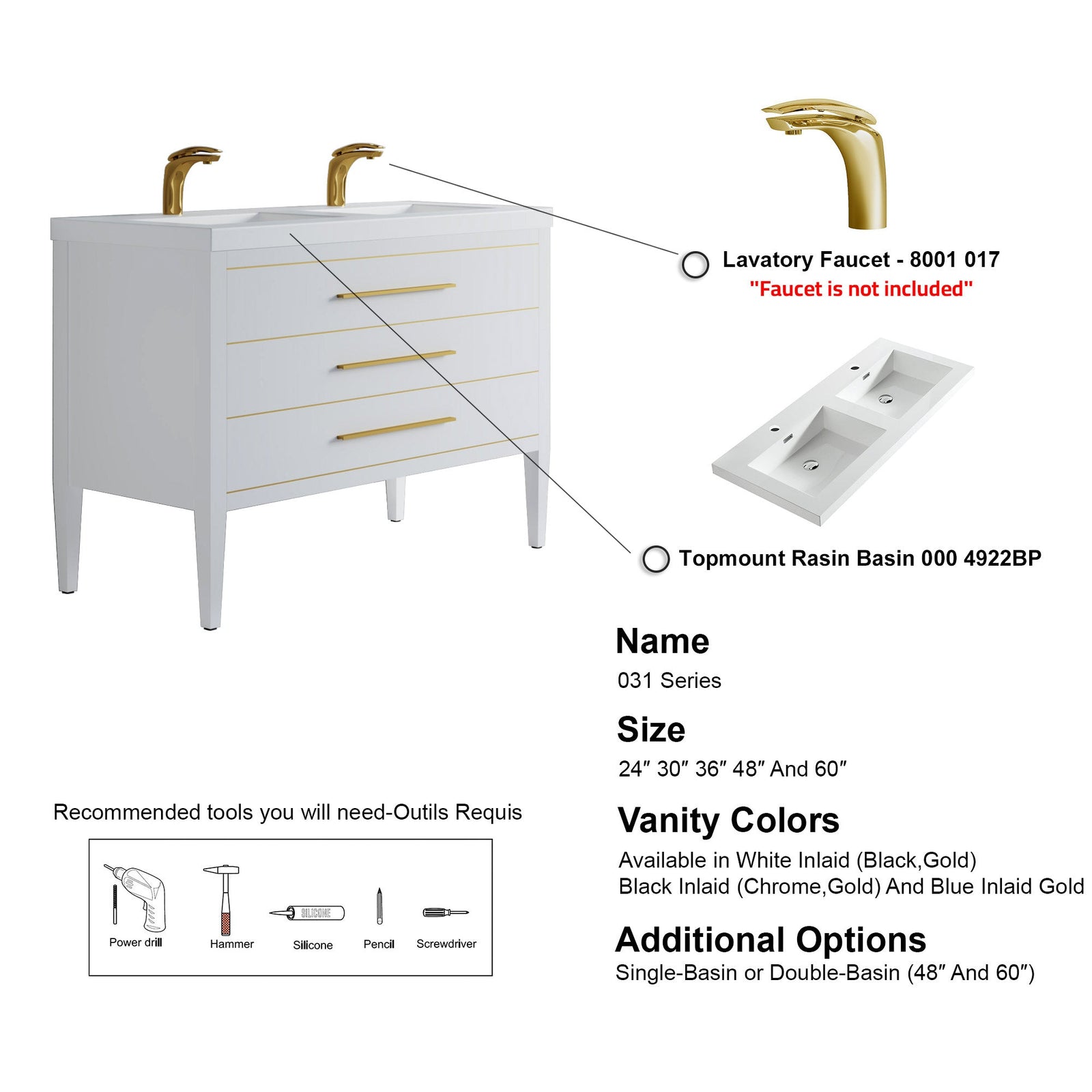 031 Series-48 Inch Bathroom Vanity Set
