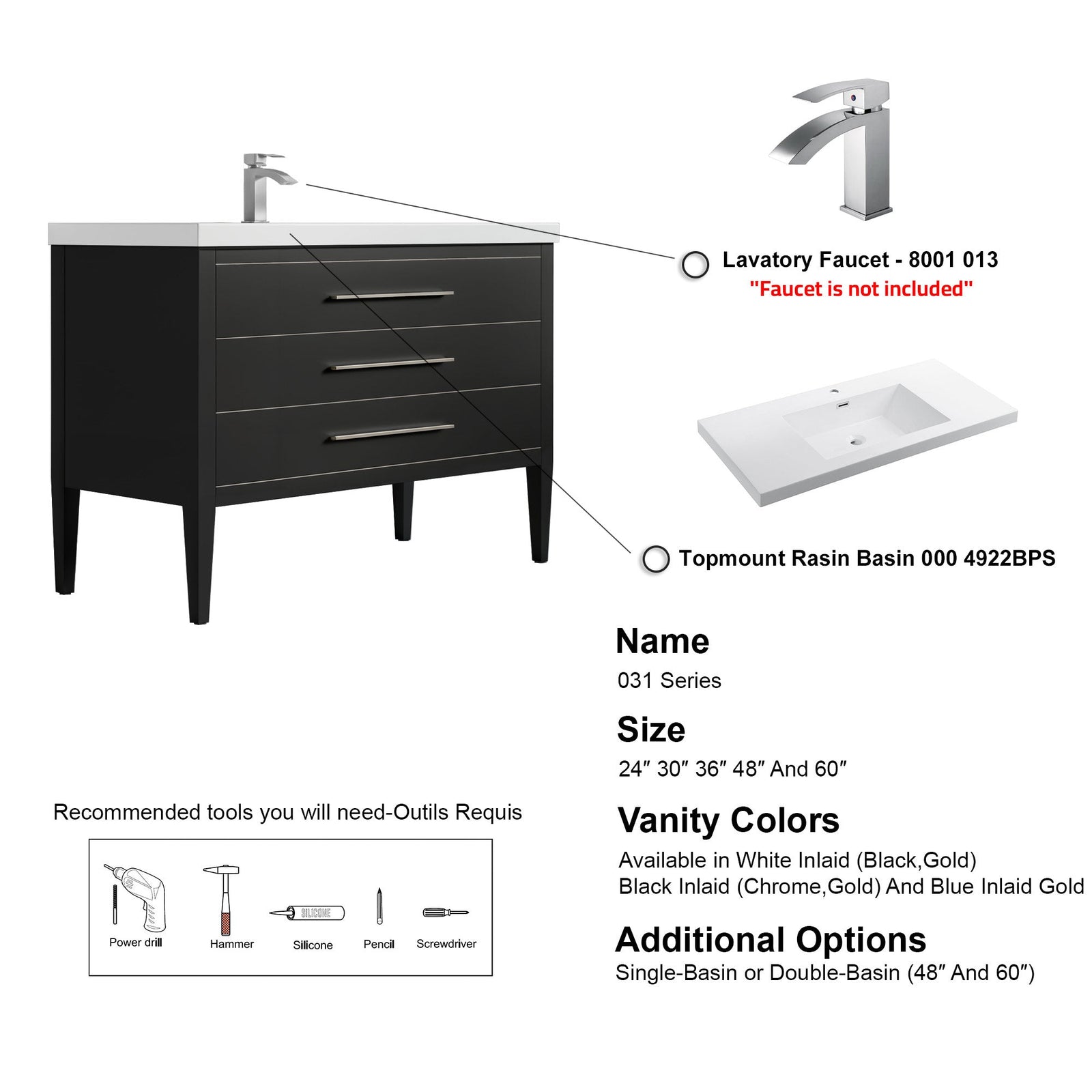 031 Series-48 Inch Bathroom Vanity Set