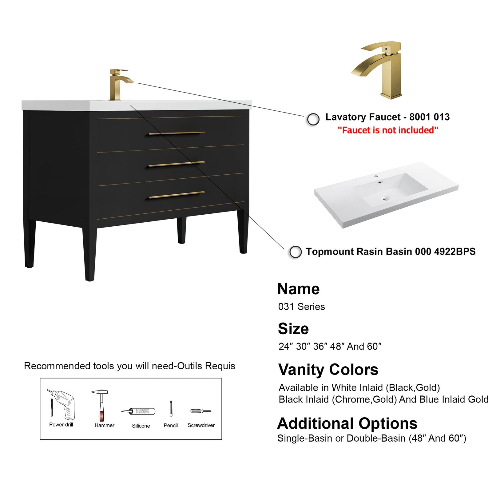 031 Series-48 Inch Bathroom Vanity Set